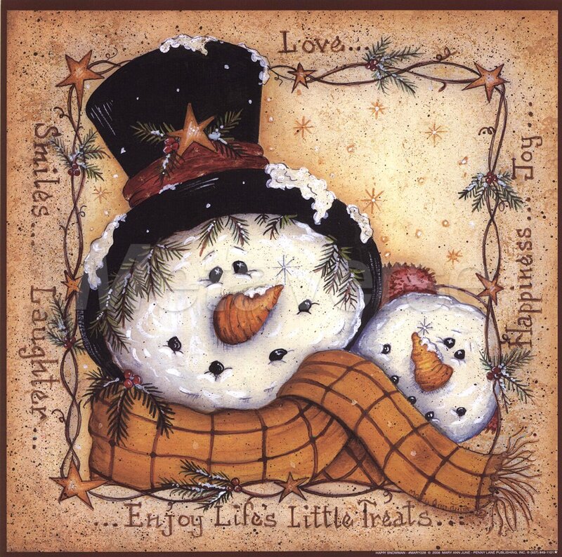 Snowman Couple — Brown