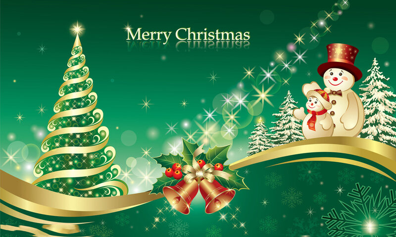 Snowman Couple with Tree — Green