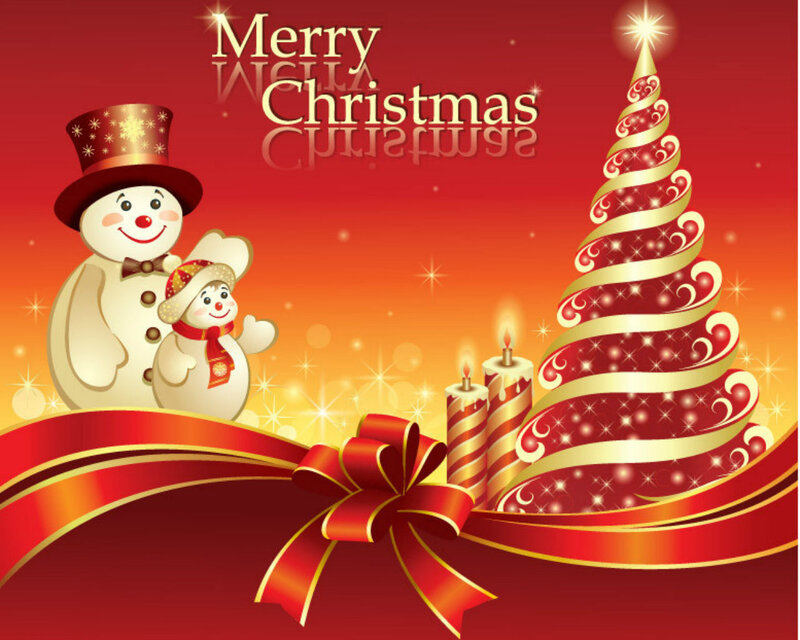 Snowman Couple with Tree