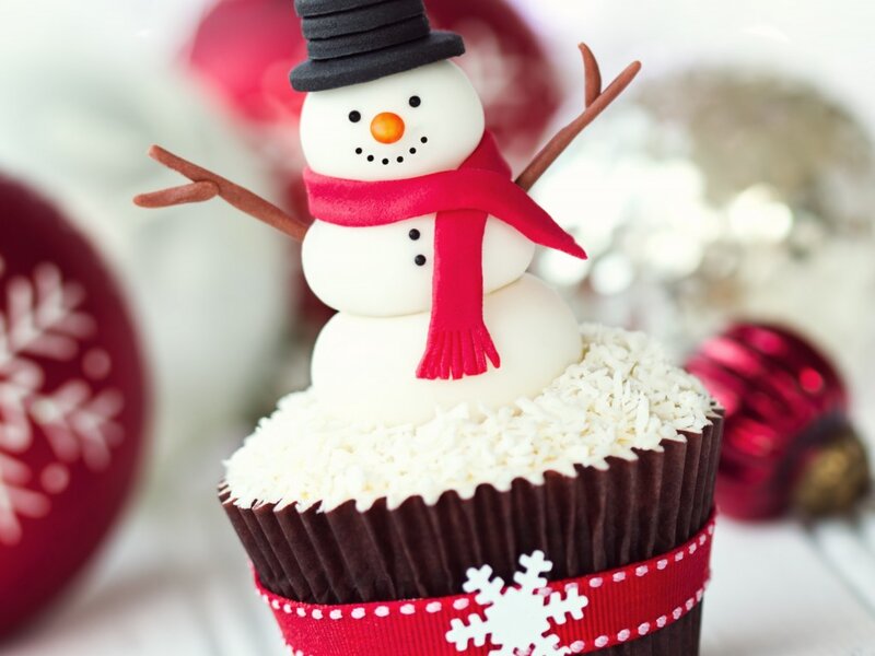 Snowman Cupcake Decoration — White