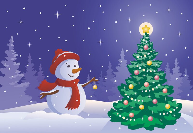 Snowman Decorating Tree