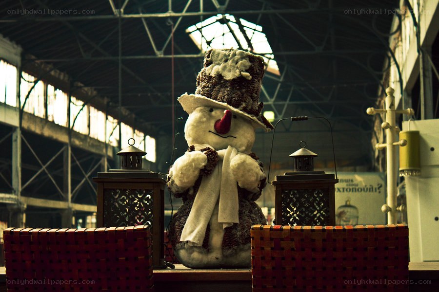 Snowman decoration in warehouse