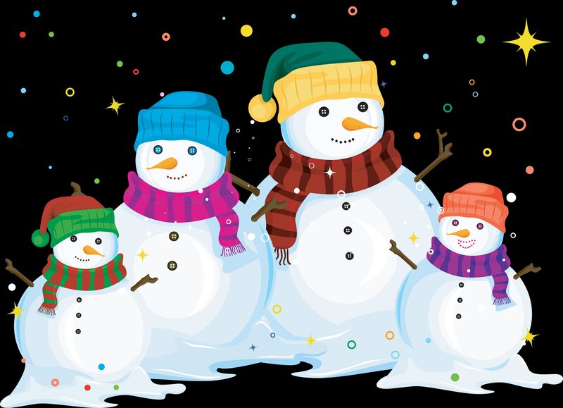 Snowman Family — White, Festive