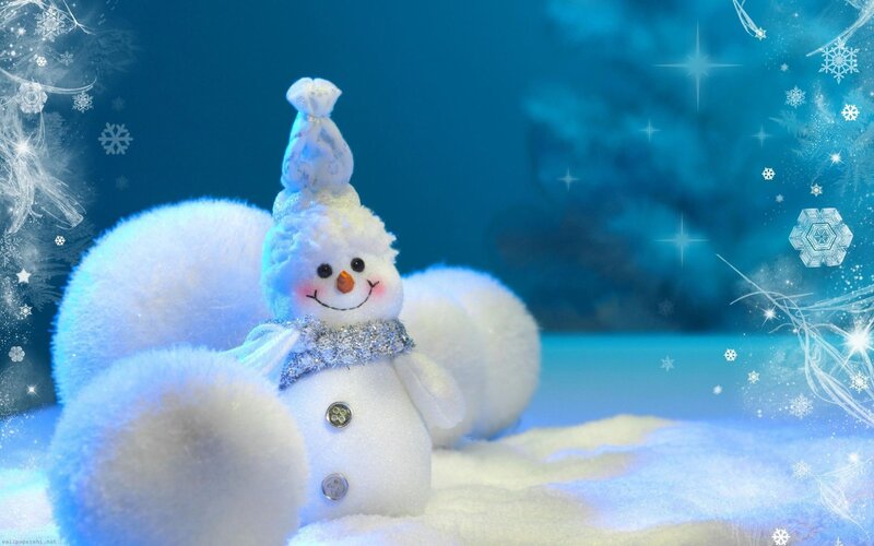 Snowman Figurine — Blue, Festive, Winter, Digital Art, Scarf