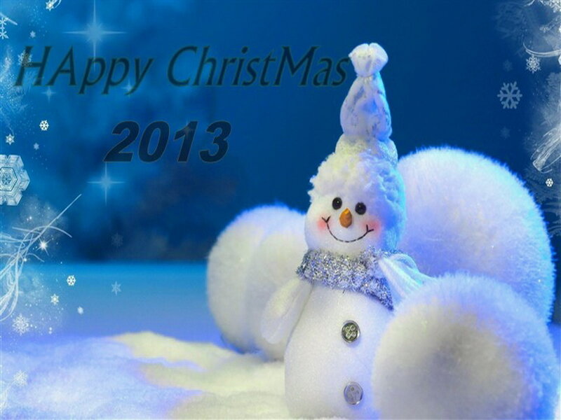 Snowman Figurine — Blue, Festive, Winter, Digital Art