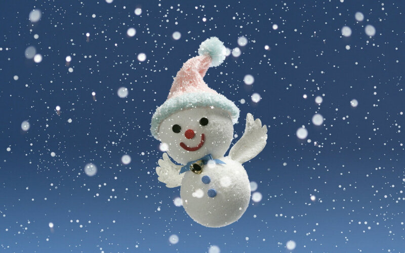 Snowman Figurine — Blue, Festive, Winter, Photograph, Hat