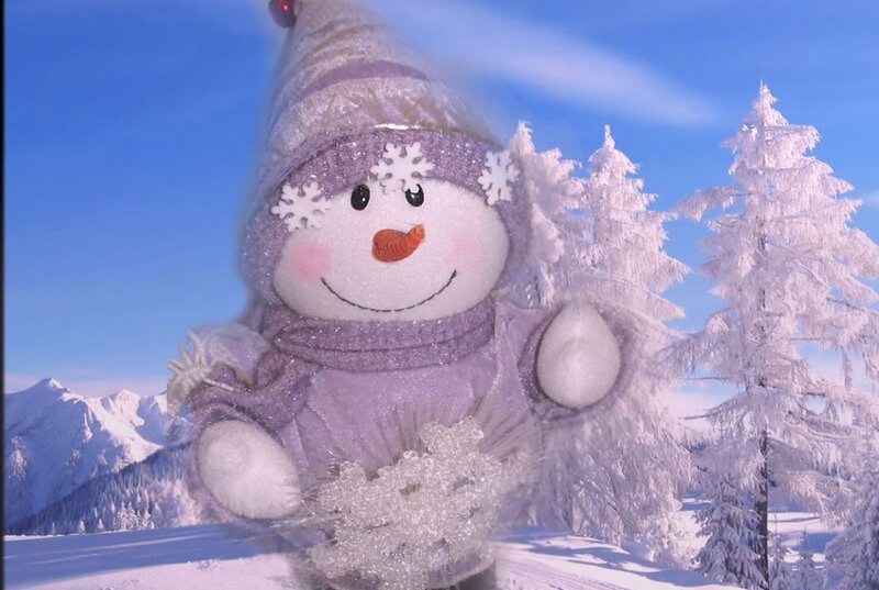 Snowman Figurine in Snow — White, Festive, Winter, Photograph
