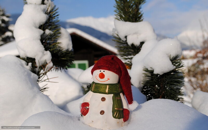 Snowman Figurine in Snow — White, Peaceful, Winter, Photograph