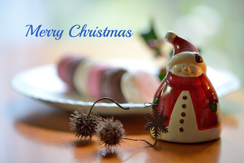 Snowman Figurine on Table — Red