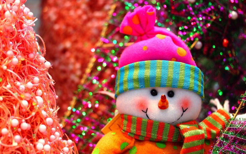 Snowman Figurine — Pink, Festive