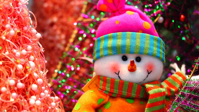 Snowman Figurine — Pink, Festive, Winter, Photograph