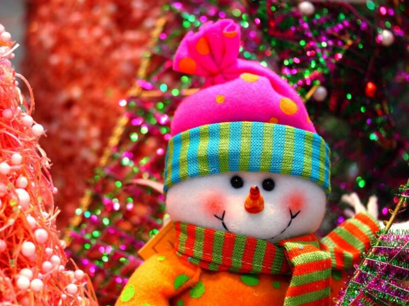 Snowman Figurine — Pink, Festive, Winter