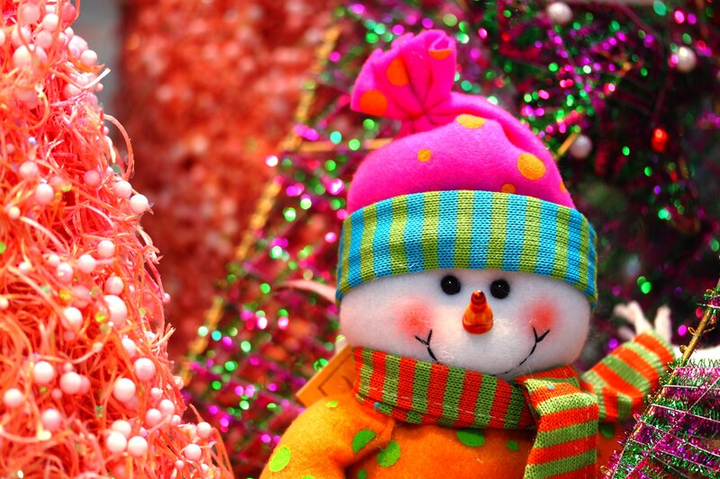 Snowman Figurine — Pink