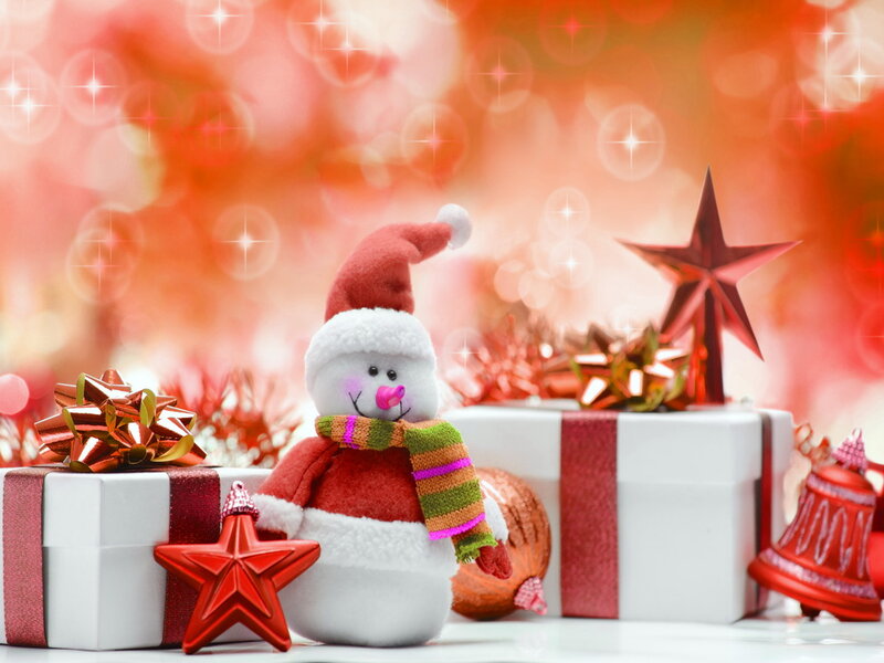 Snowman Figurine — Red, Festive, Winter, Photograph, Gift Boxes