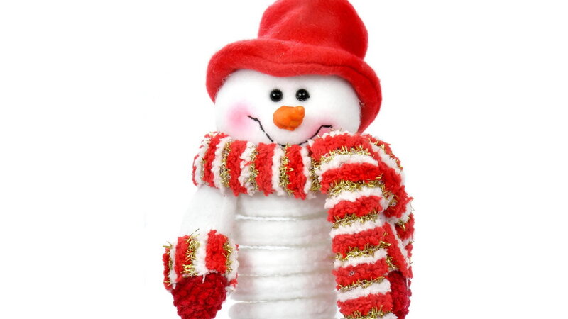 Snowman Figurine — Red, Festive, Winter, Photograph, Hat