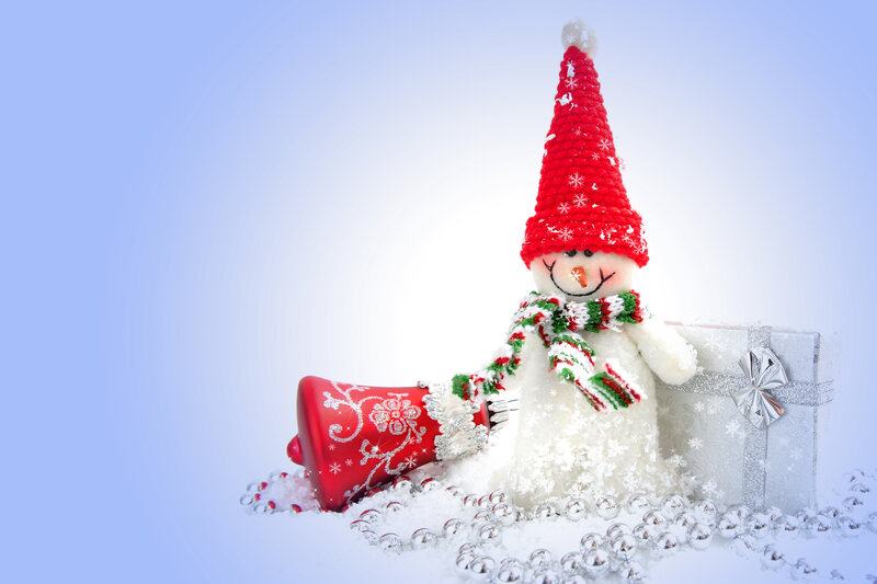 Snowman Figurine — White, Festive, Winter, Photograph, Bell