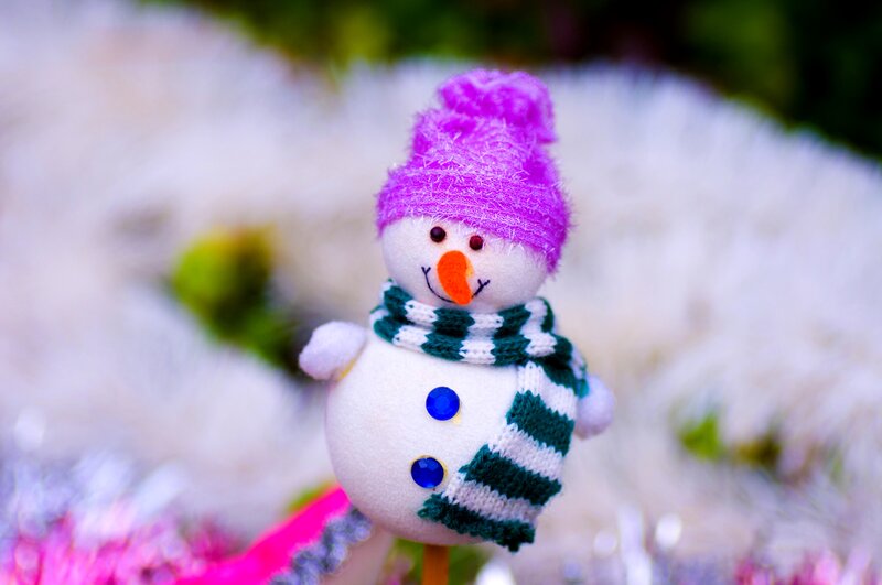 Snowman Figurine — White, Festive, Winter, Photograph, Scarf, Hat, Buttons