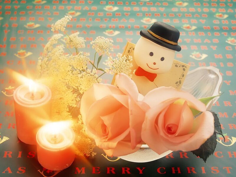 Snowman Figurine with Flowers