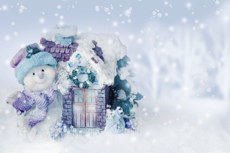 Snowman Figurine with House