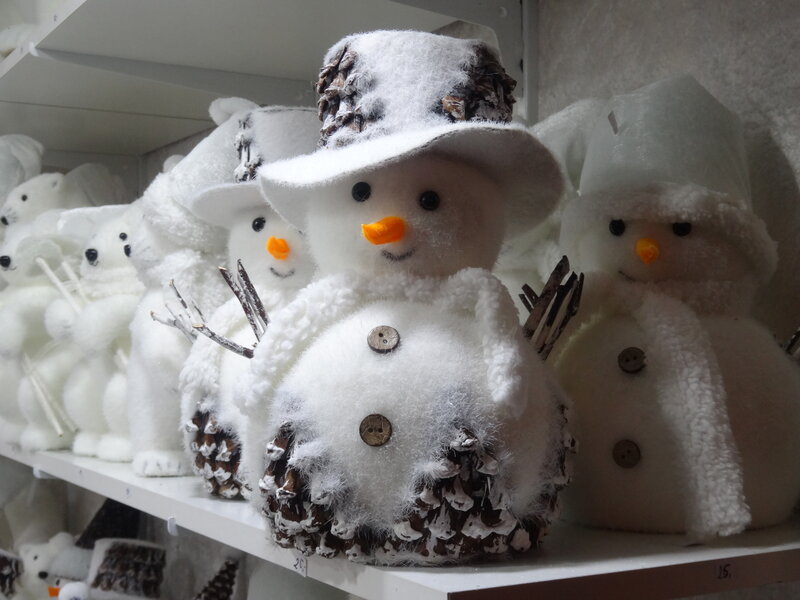 Snowman Figurines on Shelf