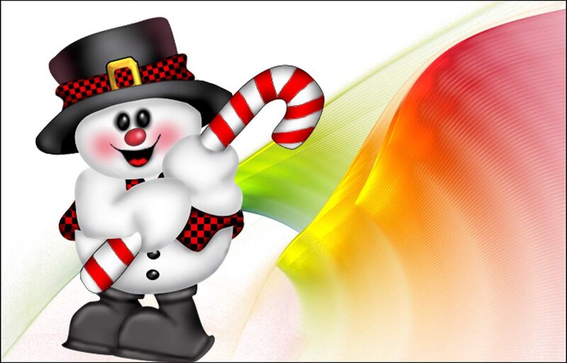 Snowman Holding Candy Cane