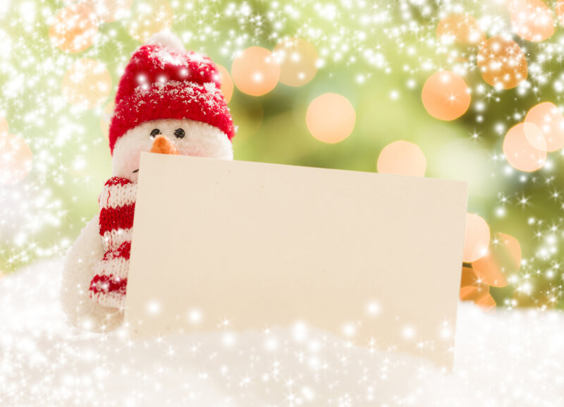 Snowman Holding Card