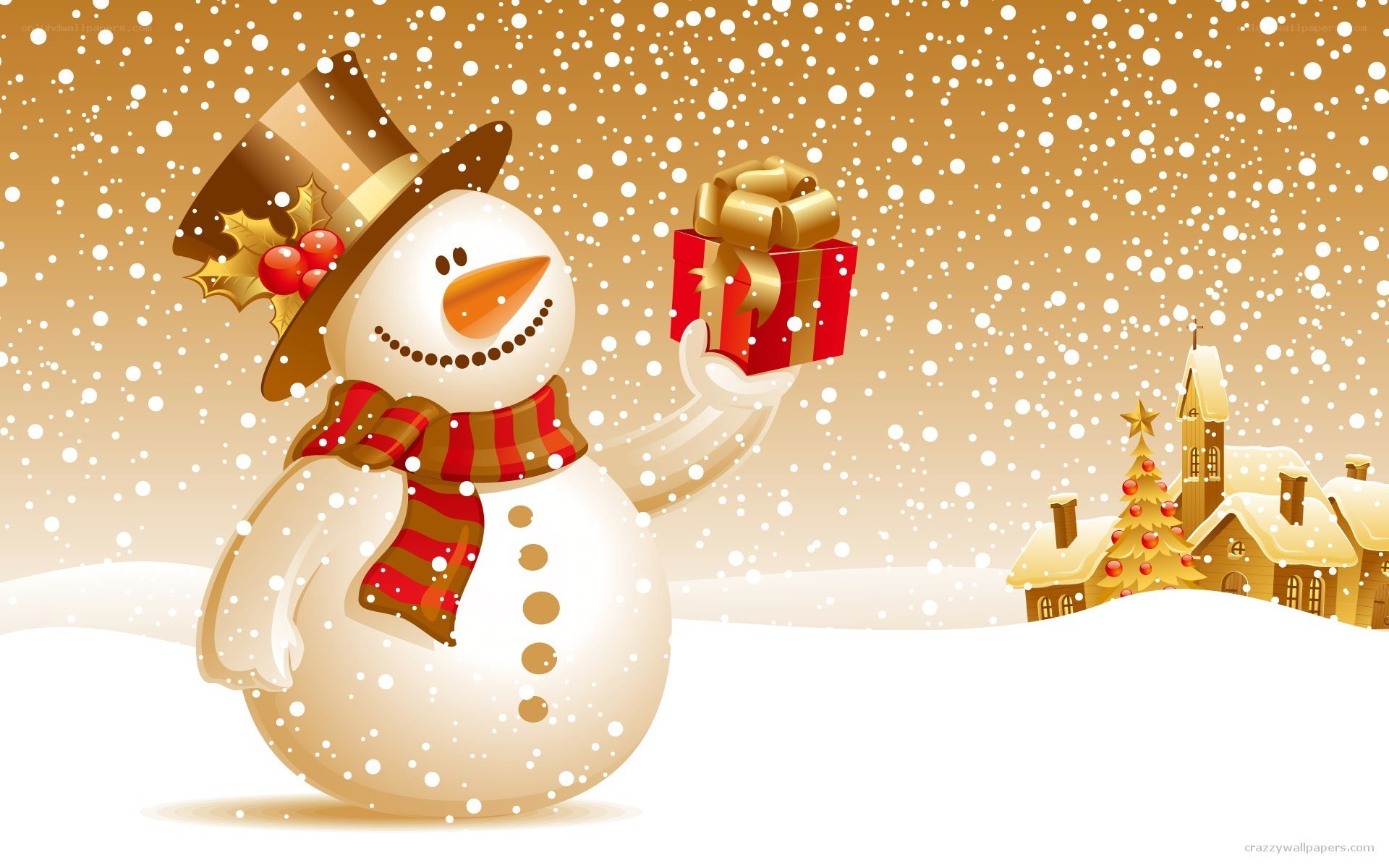snowman holding gift box