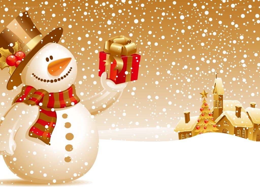 snowman holding gift box