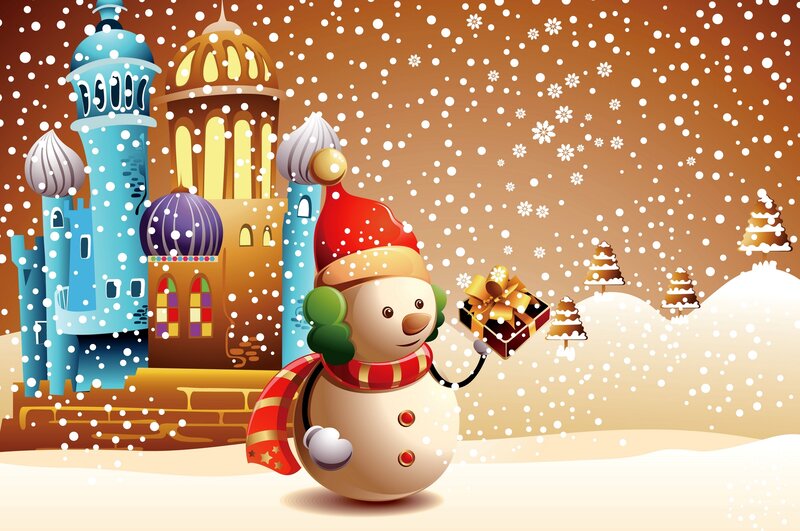 Snowman Holding Gift