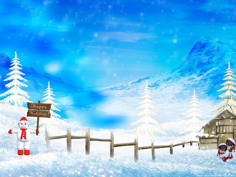 Snowman Holding Sign — Blue, Festive