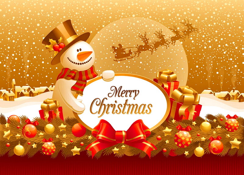 Snowman Holding Sign — Gold