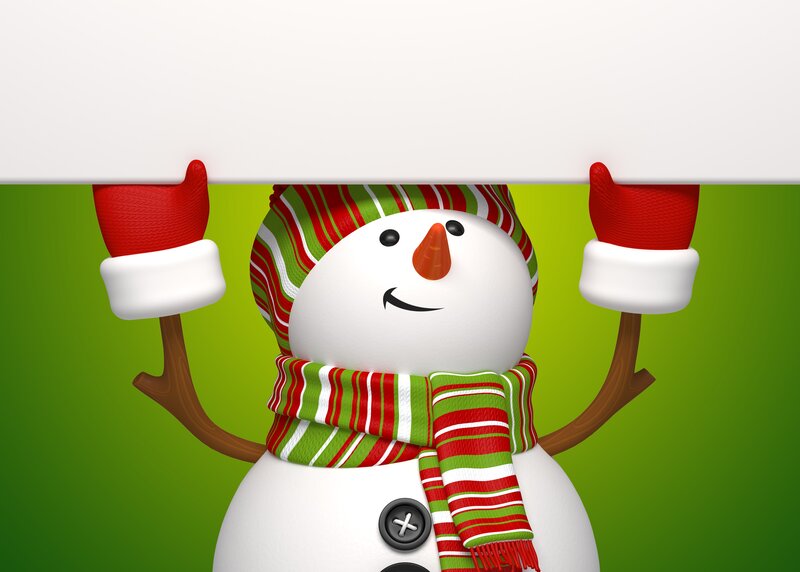 Snowman Holding Sign — Green