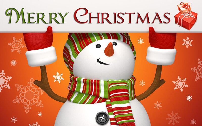 Snowman Holding Sign — Red, Festive, Winter