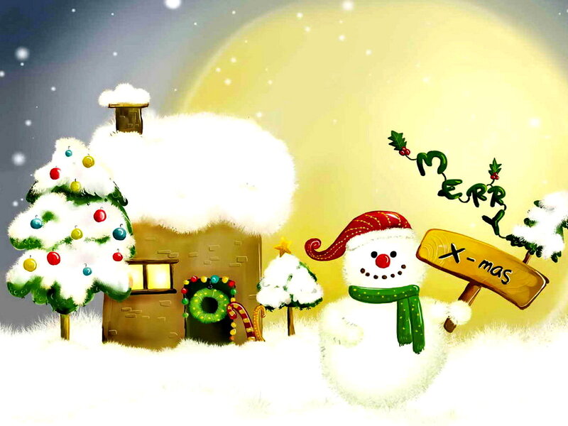 Snowman Holding Sign — White, Festive
