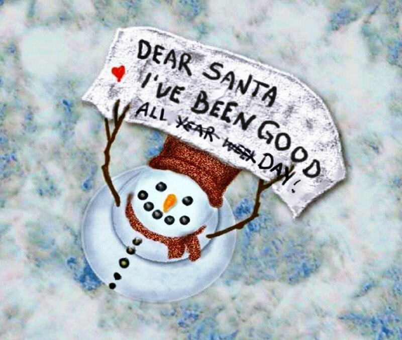 Snowman Holding Sign — White, Festive, Winter