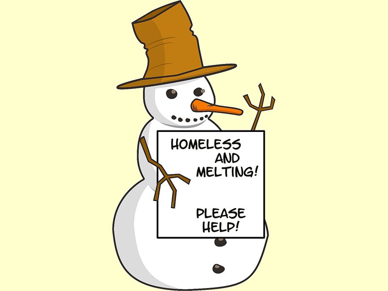 Snowman Holding Sign — White, Humorous