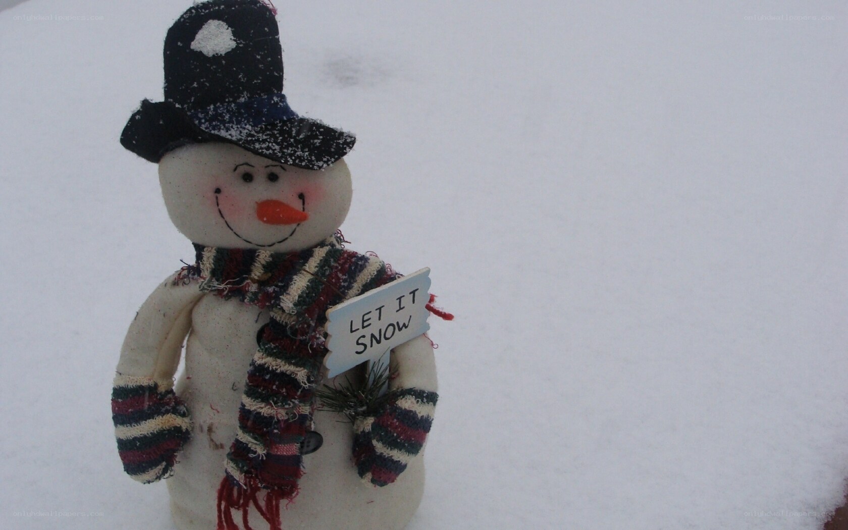 snowman holding sign