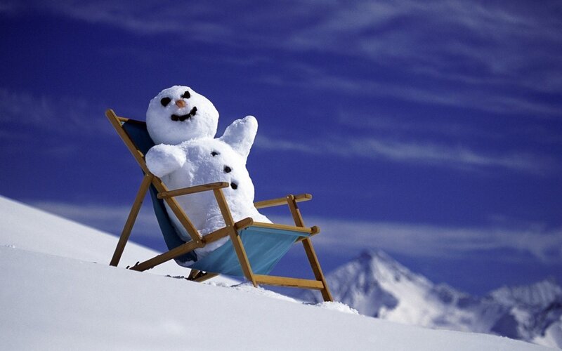 Snowman in Chair — Blue