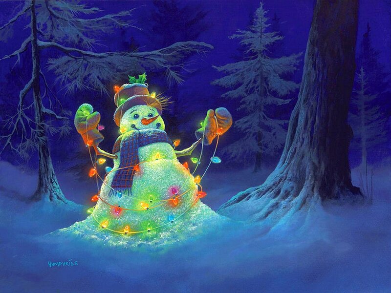 Snowman in Forest