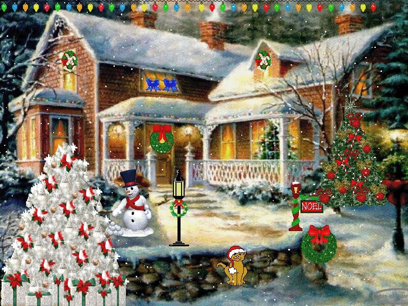 Snowman in Front Yard — White, Festive, Winter