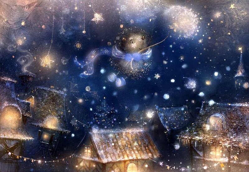 Snowman in Night Sky
