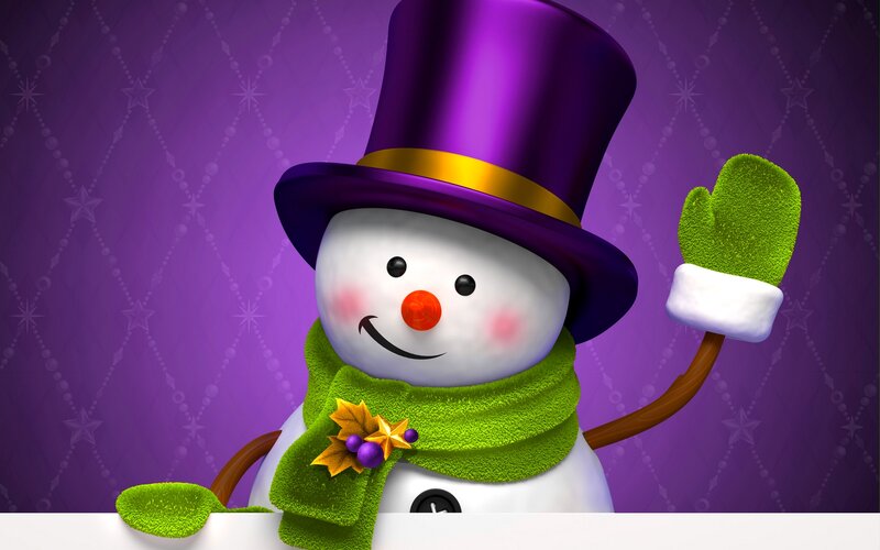 Snowman in Purple Hat