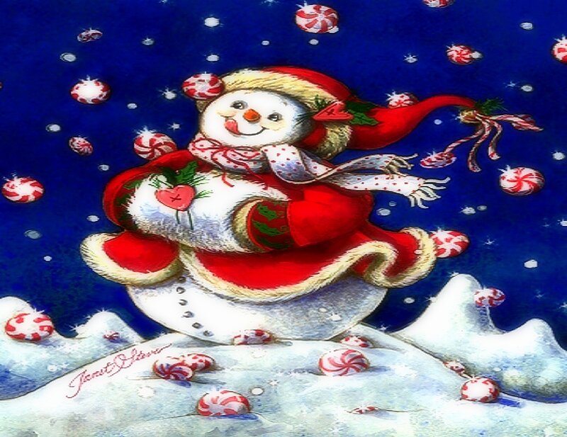 Snowman in Red Coat — Blue