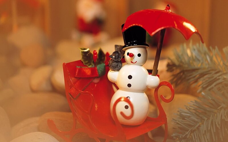 Snowman in Red Sleigh — Festive