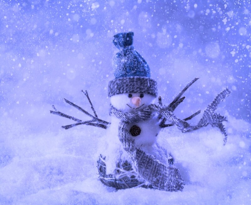 Snowman in Snow — Blue, Calm, Winter