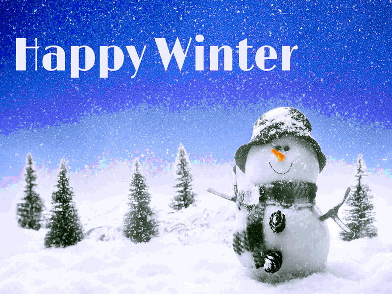 Snowman in Snow — Blue, Festive, Winter, Digital Art, Pine Trees