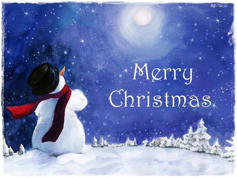 Snowman in Snow — Blue, Serene