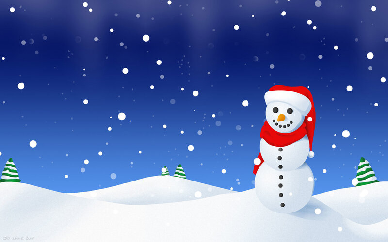 Snowman in Snow — Blue