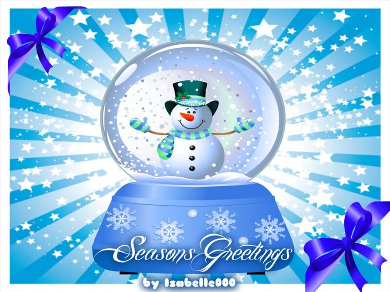 Snowman in Snow Globe — Blue, Festive, Winter