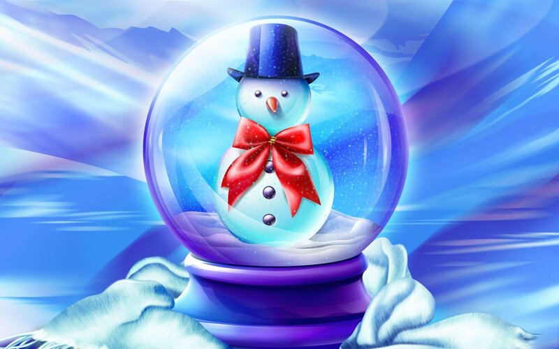 Snowman in Snow Globe — Blue